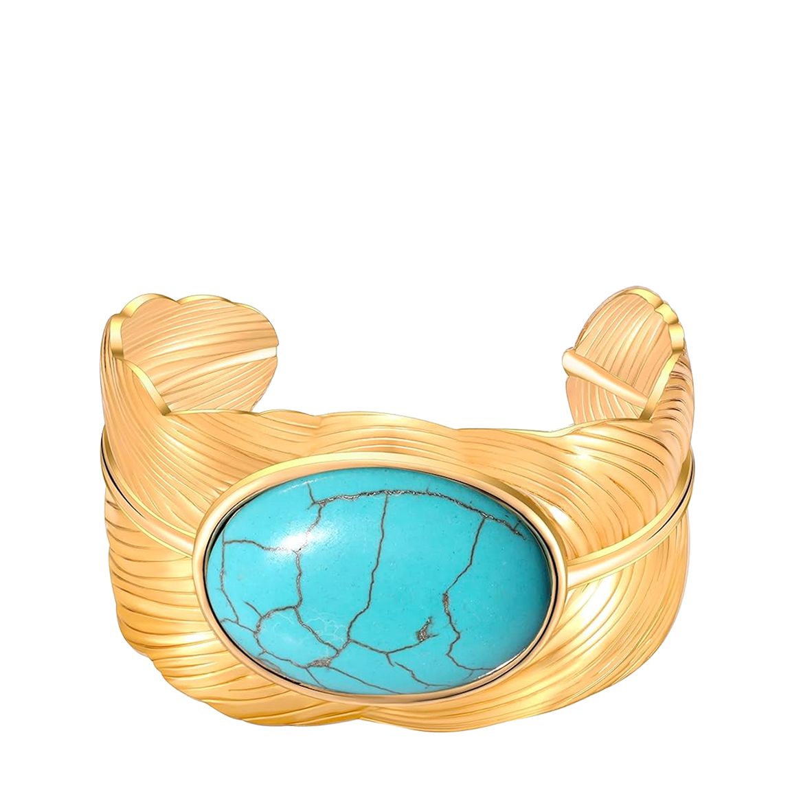 18K Gold Leaf & Turquoise Cuff Bangle main product photo