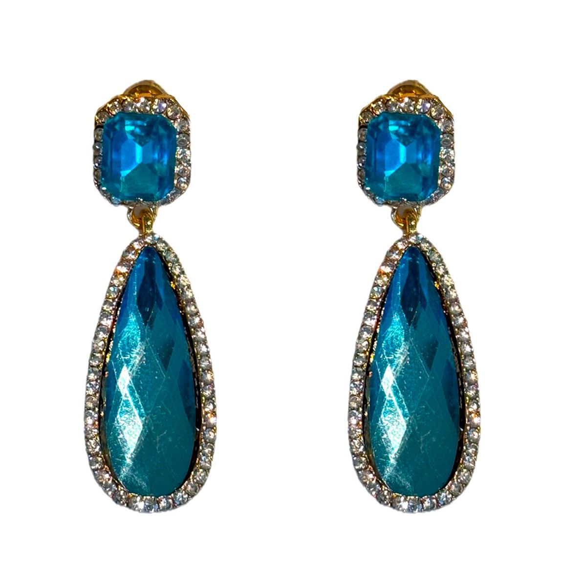 18K Gold Sky Blue Tear Drop Earrings main product photo