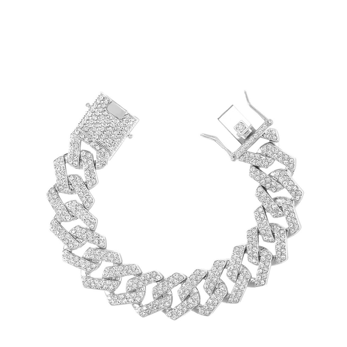 18K White Gold Pave Chain Link Bracelet main product photo