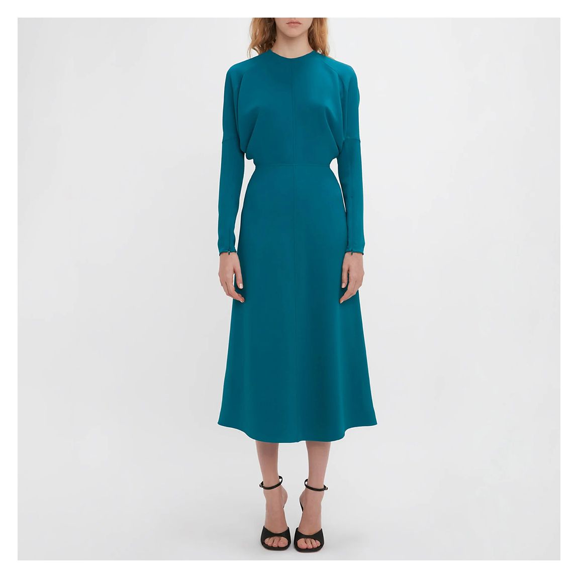 Teal Long Sleeve Dolman Midi Dress main product photo