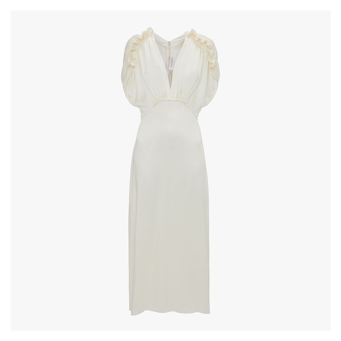 Ivory V-Neck Ruffle Midi Dress main product photo