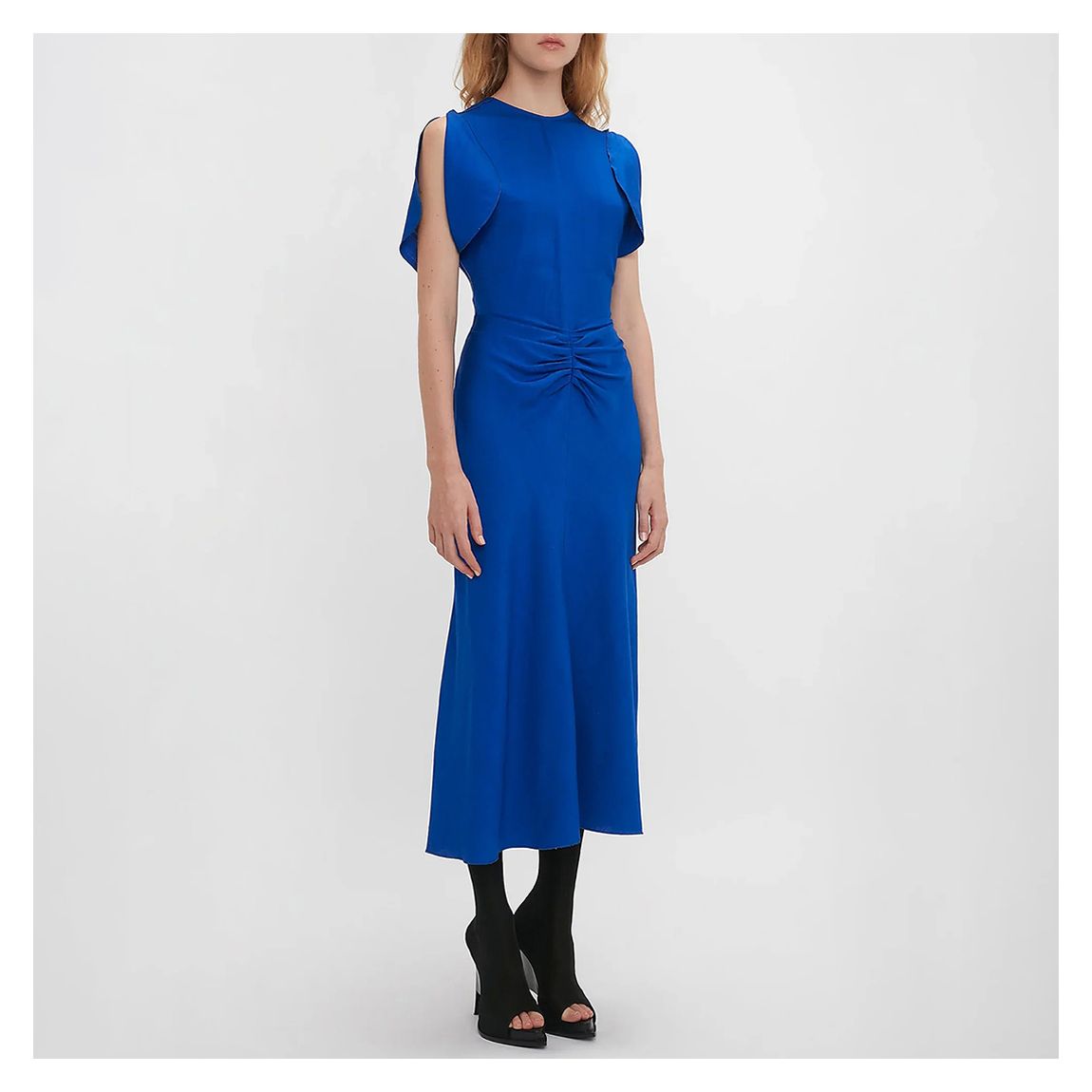 Royal Blue Gathered Waist Midi Dress main product photo