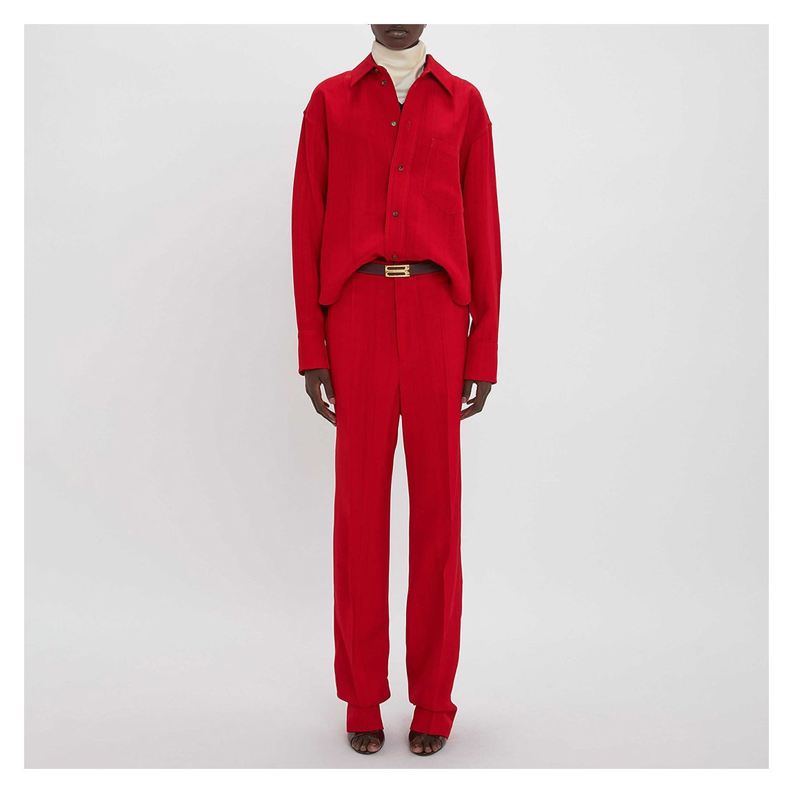 Carmine Textured Long Sleeve Shirt main product photo