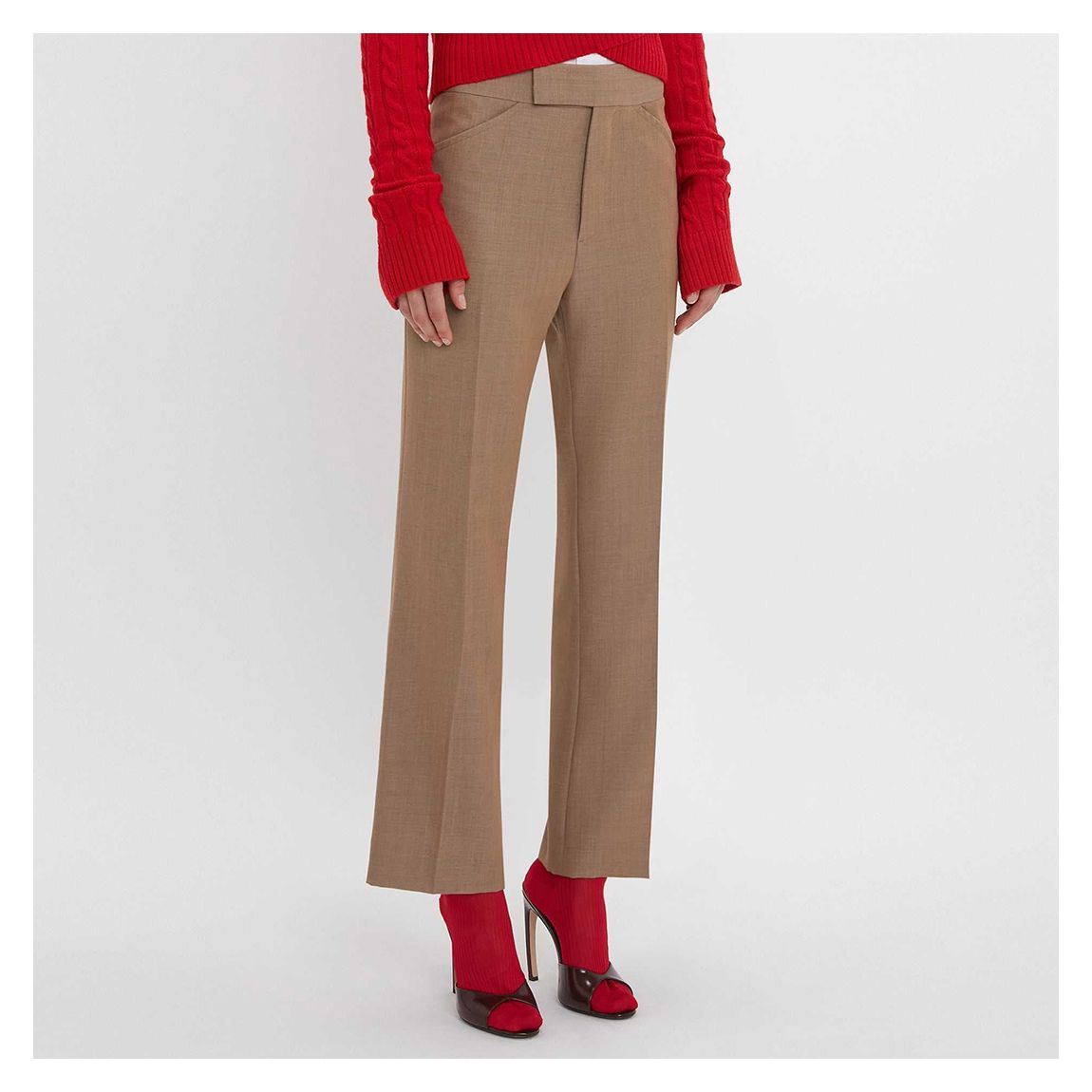 Tan Cropped Flare Trouser main product photo