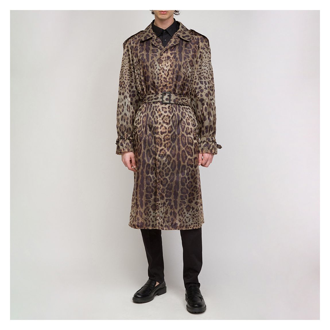 Brown Animal Print Trench Coat main product photo
