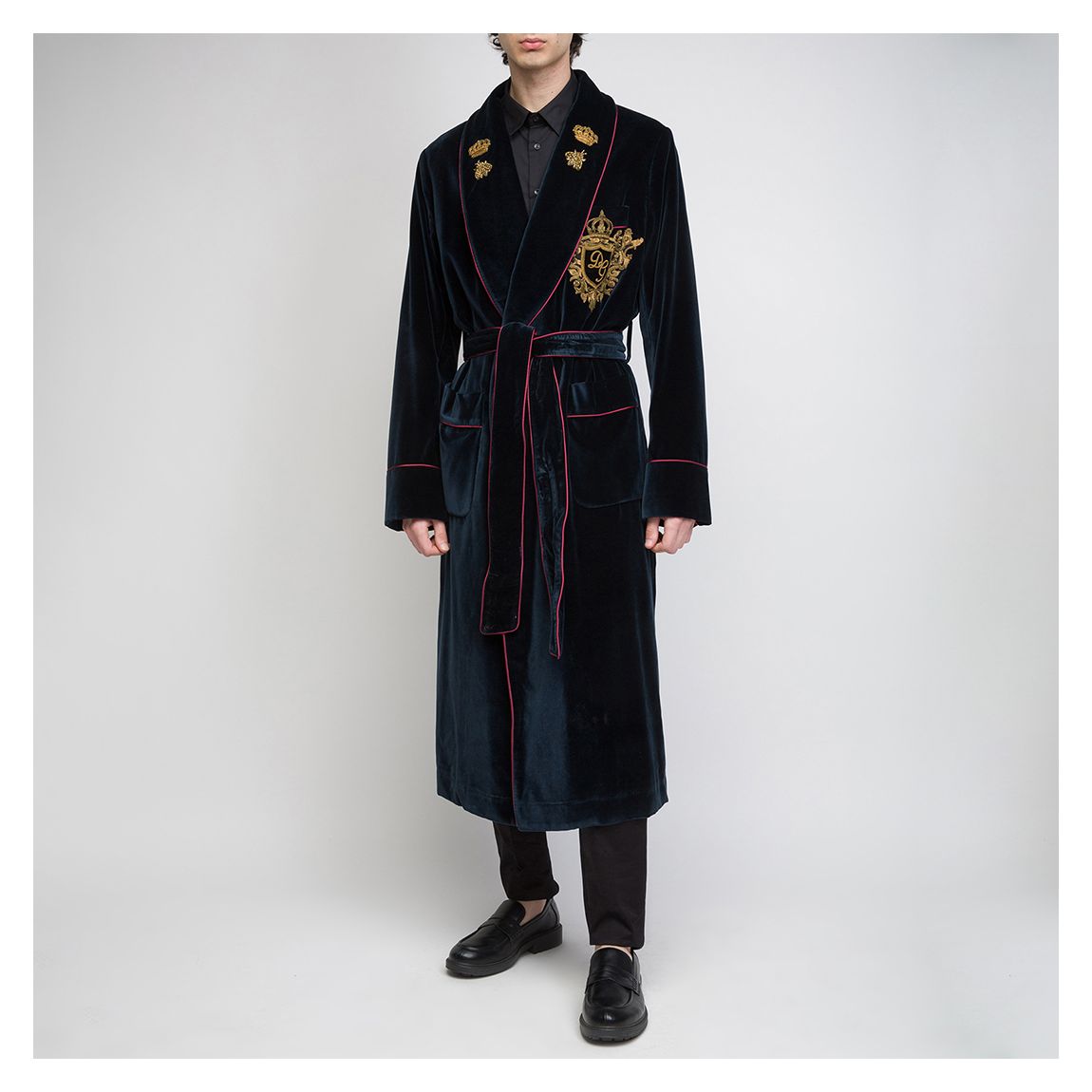 Hunter Green Velvet Smoking Dressing Robe main product photo