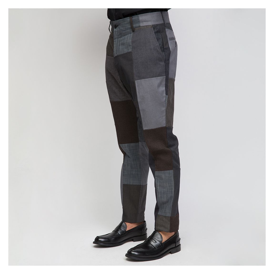 Grey Mélange Colourblock Trousers main product photo