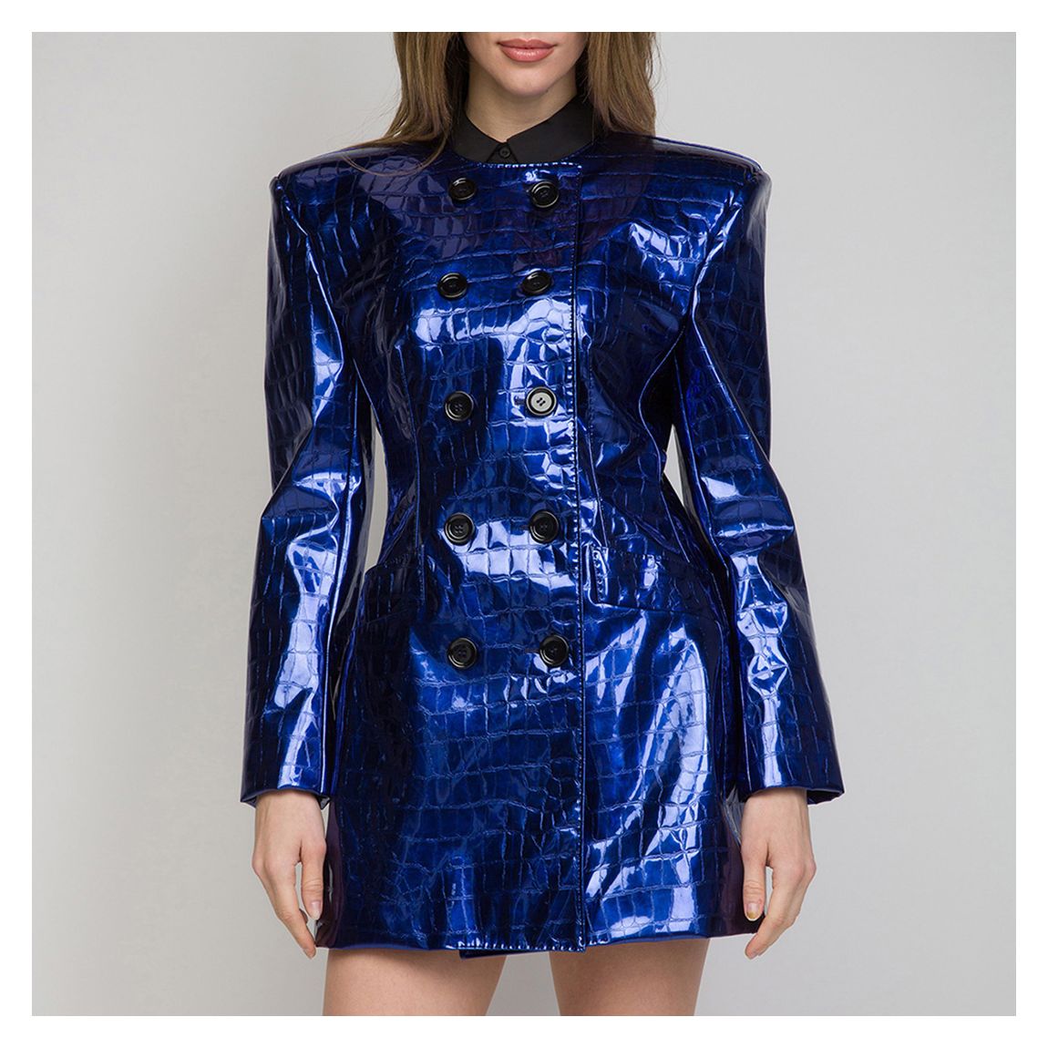 Dark Blue Metallic Croc Jacket main product photo