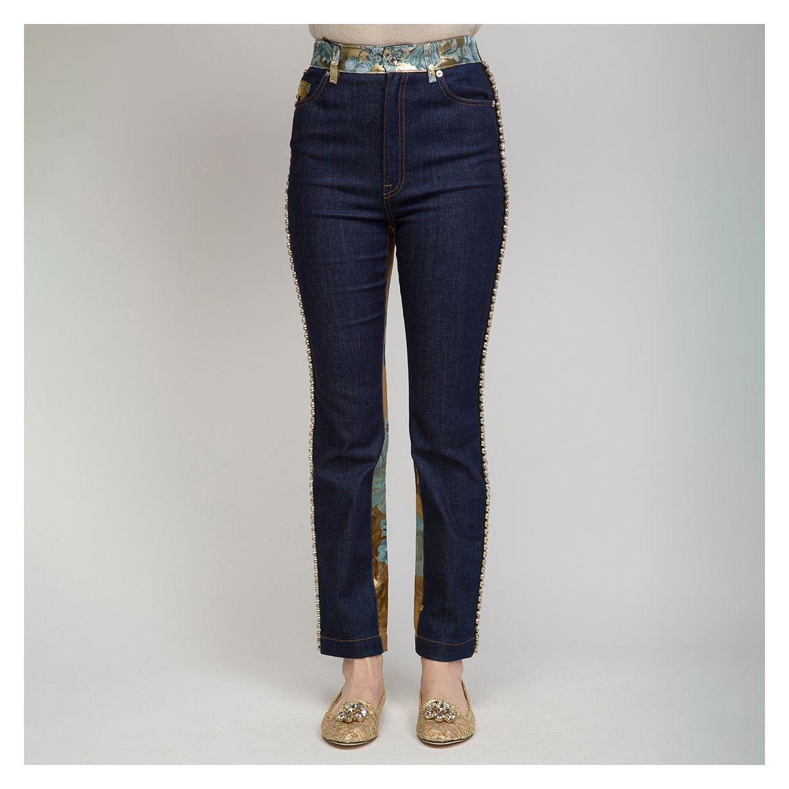 Gold/Blue Patchwork Back Jeans main product photo