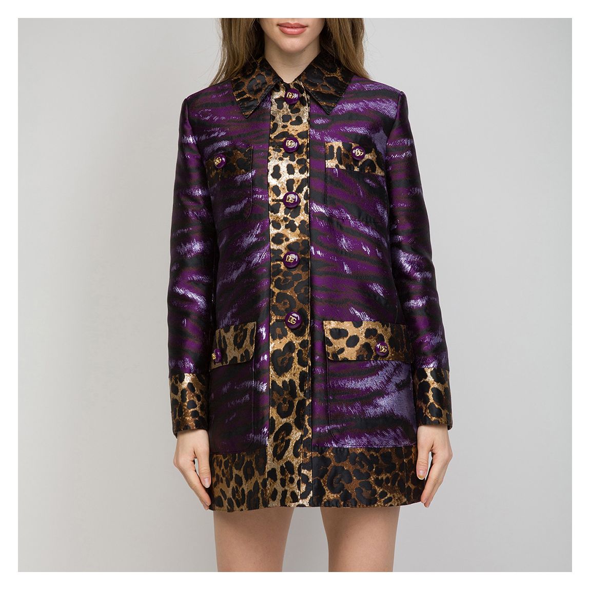 Purple/Beige Animal Print Coat main product photo