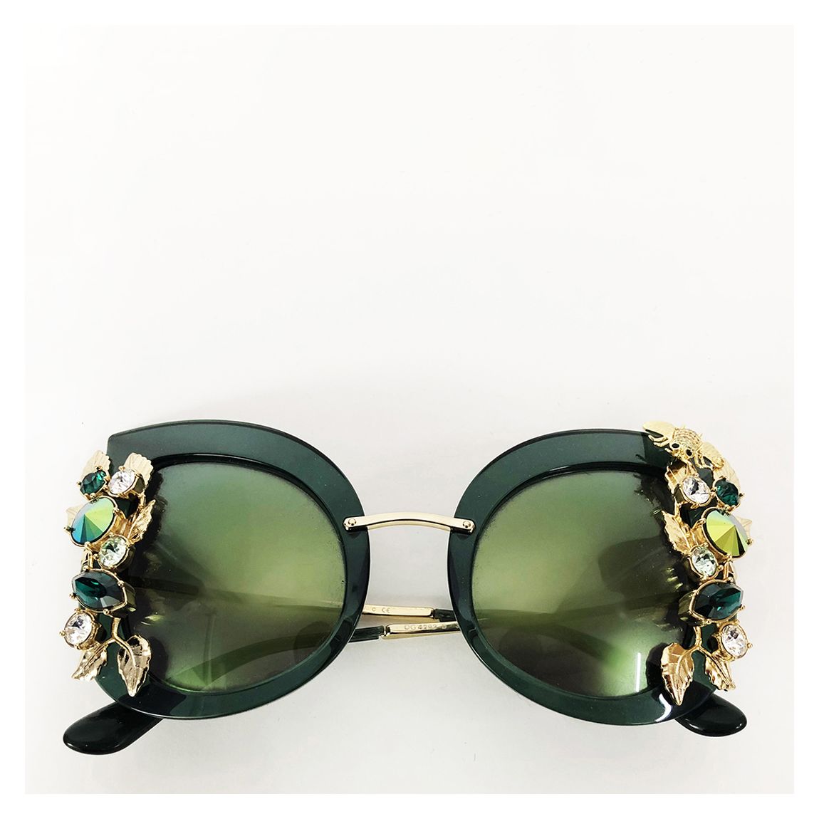 Green Embellished Oversize Sunglasses main product photo