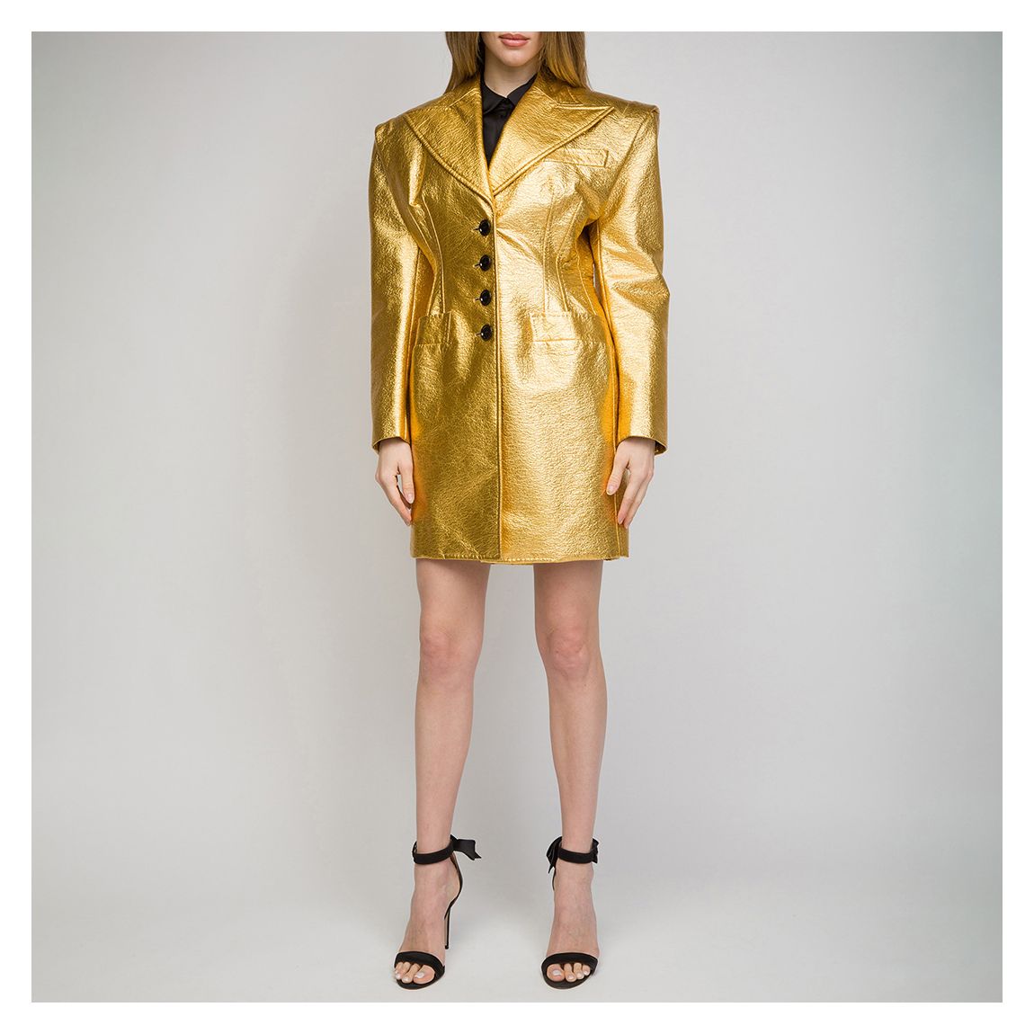 Gold Metallic Exaggerated Blazer Dress main product photo