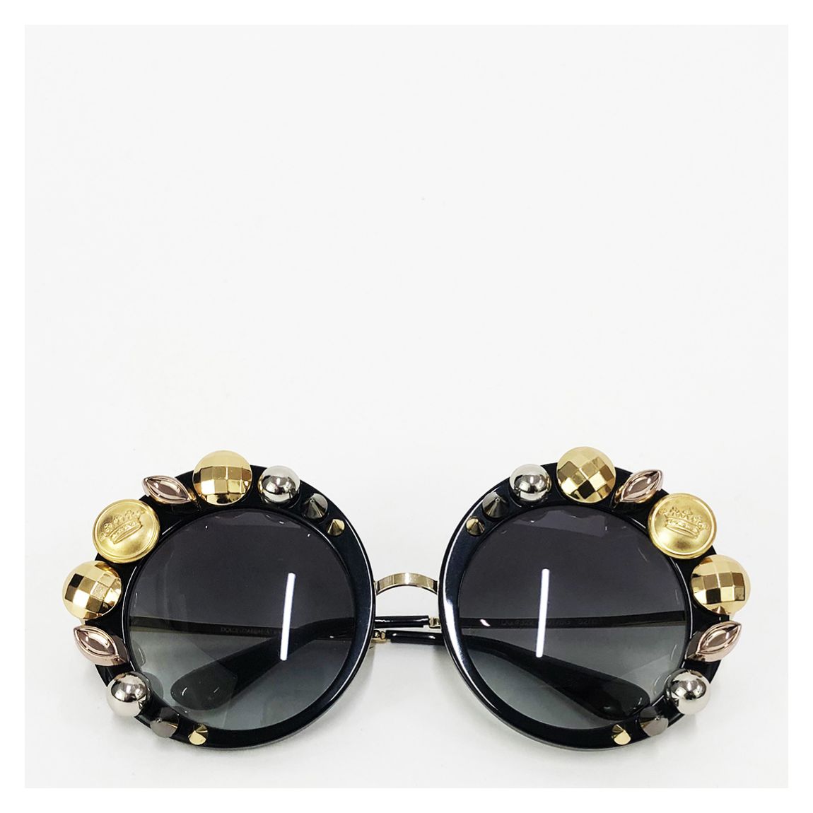 Black Embellished Round Sunglasses main product photo