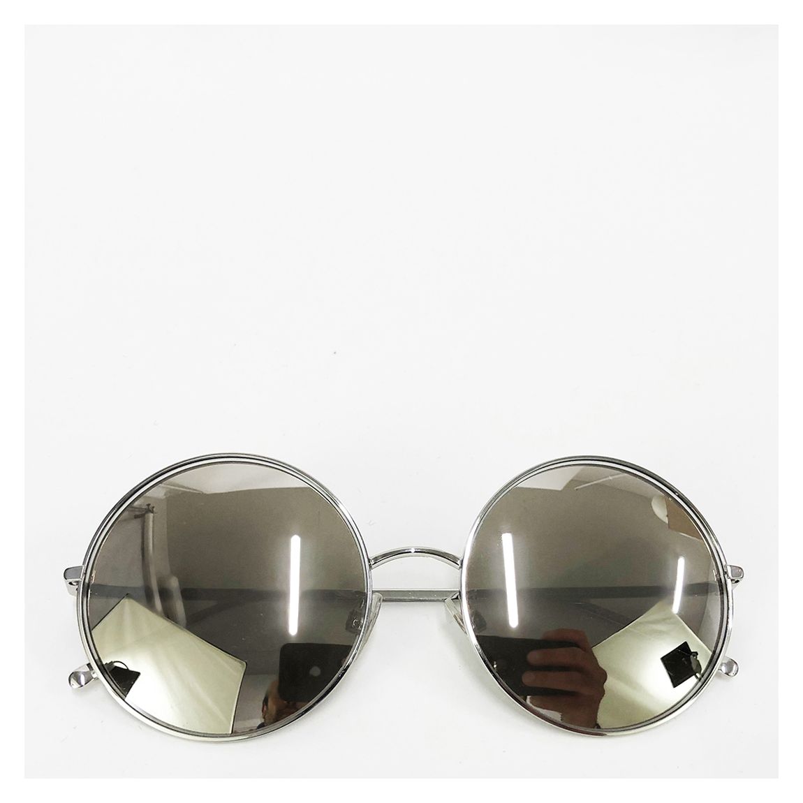 Silver Reflective Round Sunglasses main product photo