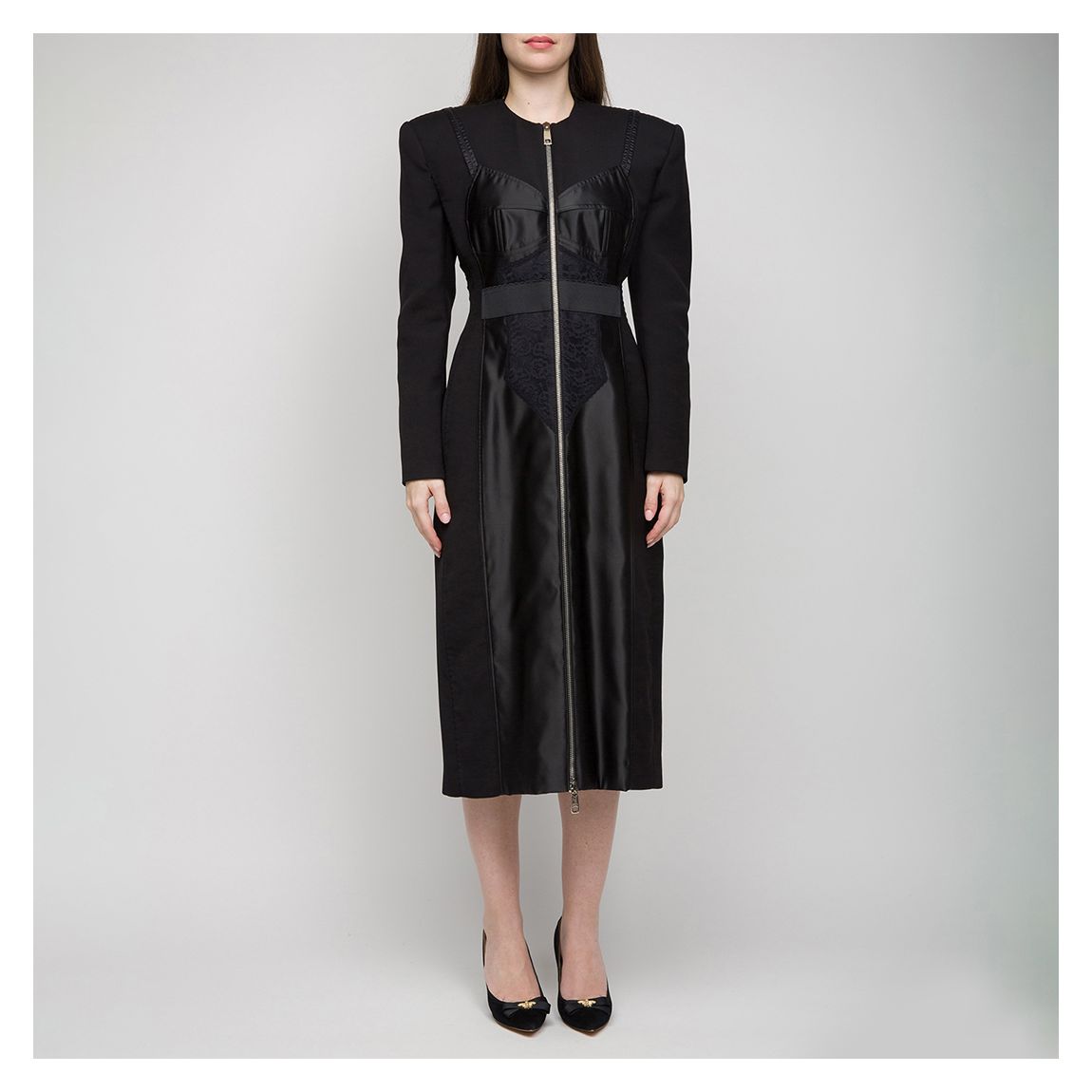 Black Longline Zip Through Coat main product photo