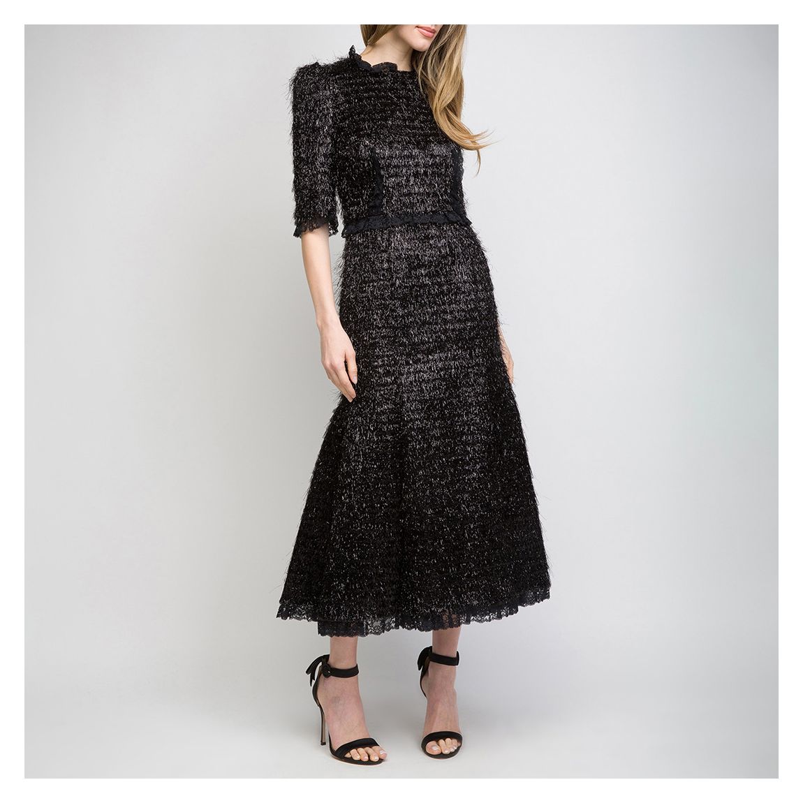 Black Metallic Fit & Flare Dress main product photo