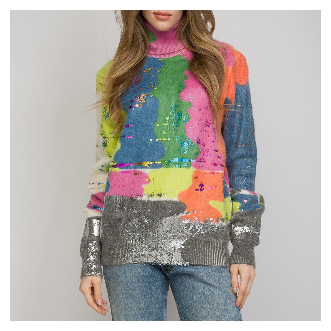 Multi Printed Turtleneck Pullover main product photo