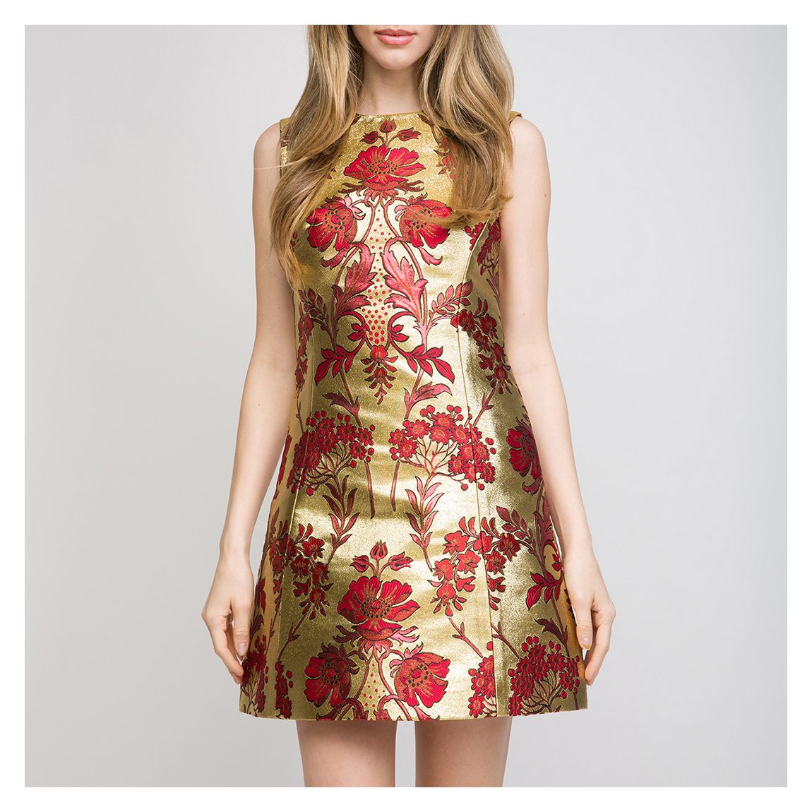 Gold/Red Structured Mini Dress main product photo