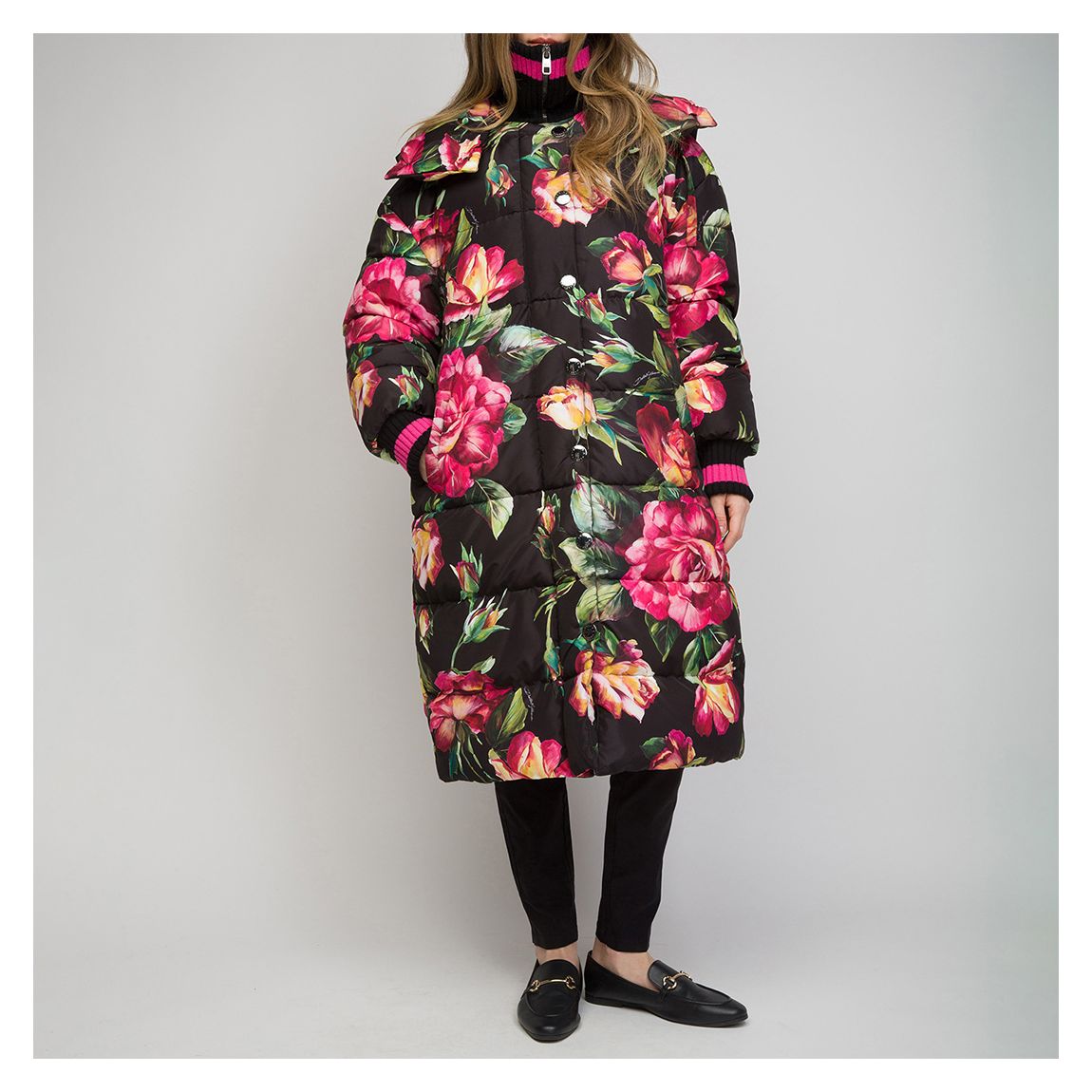 Black/Pink Oversized Padded Coat main product photo