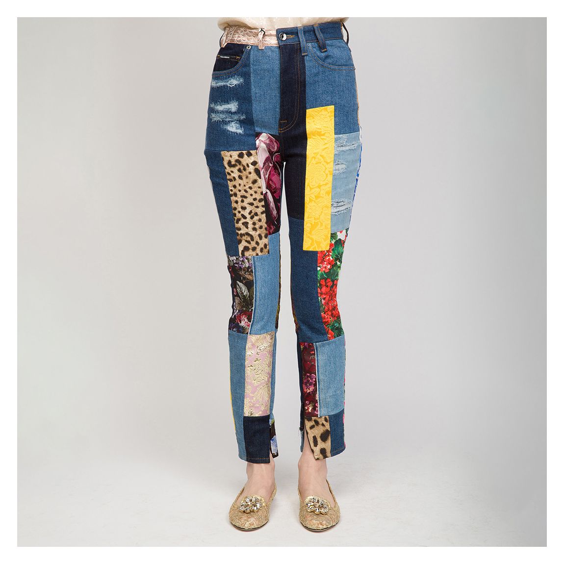 Multi Patchwork High Rise Jeans main product photo
