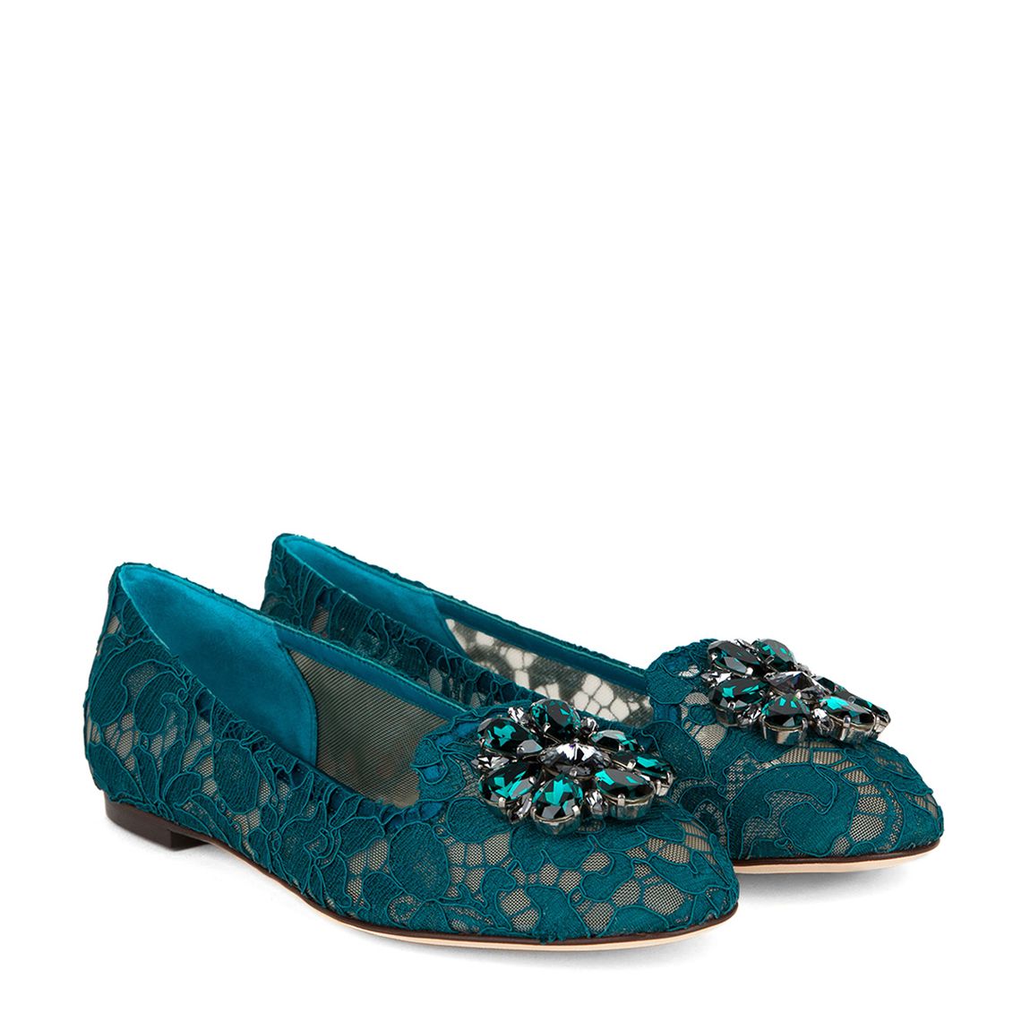 Teal Embellished Lacey Loafer main product photo