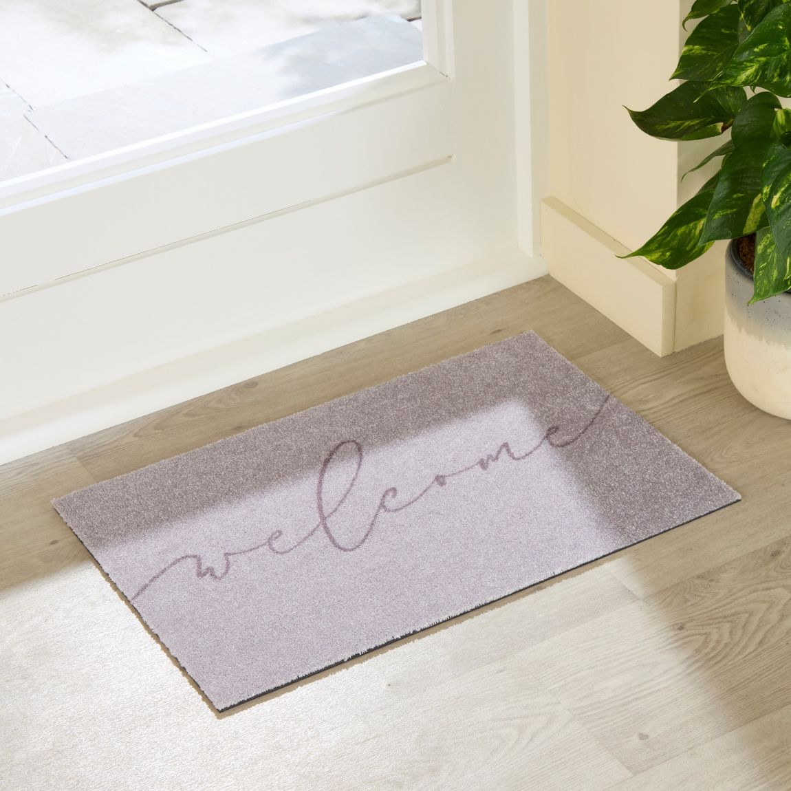 Taupe Welcome Indoor Washable Doormat 60x40cm main product photo
