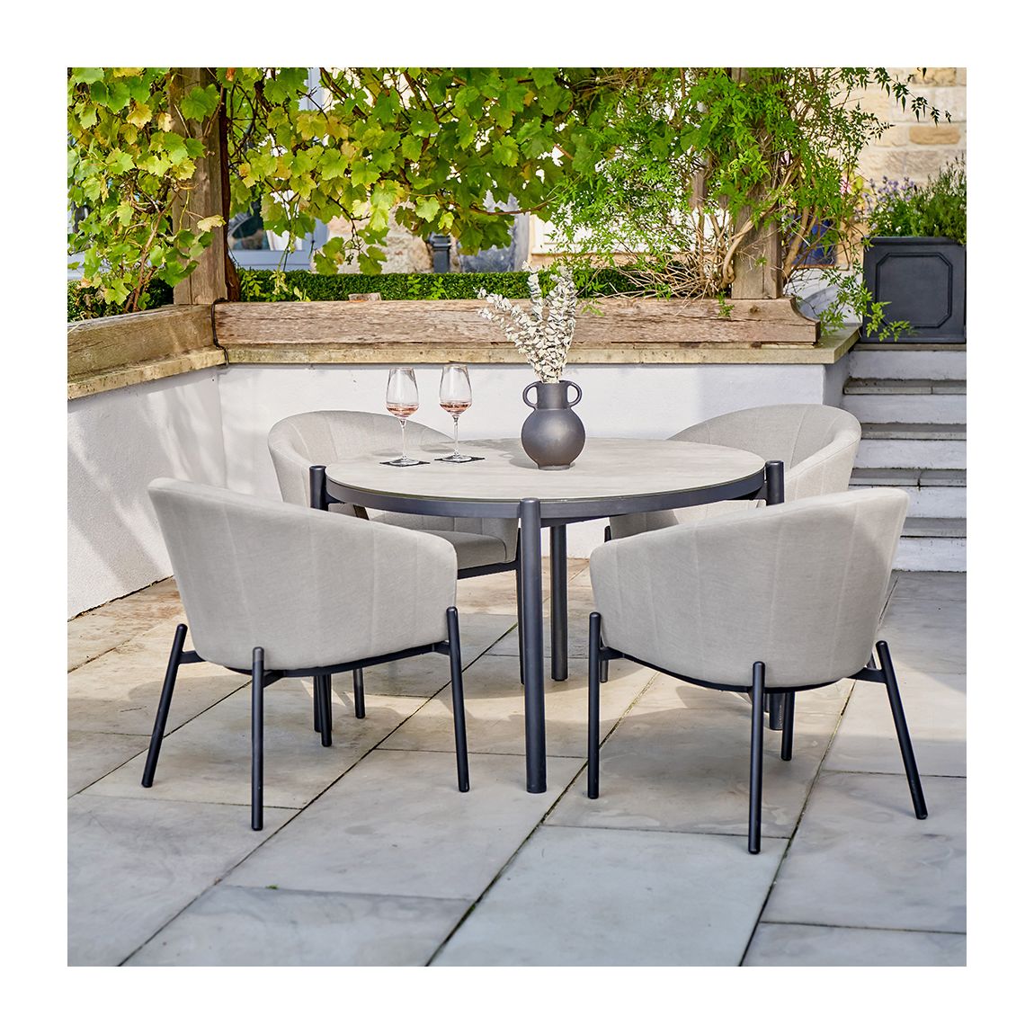 Nevada Putty Outdoor 4 Seater Round Dining Set main product photo