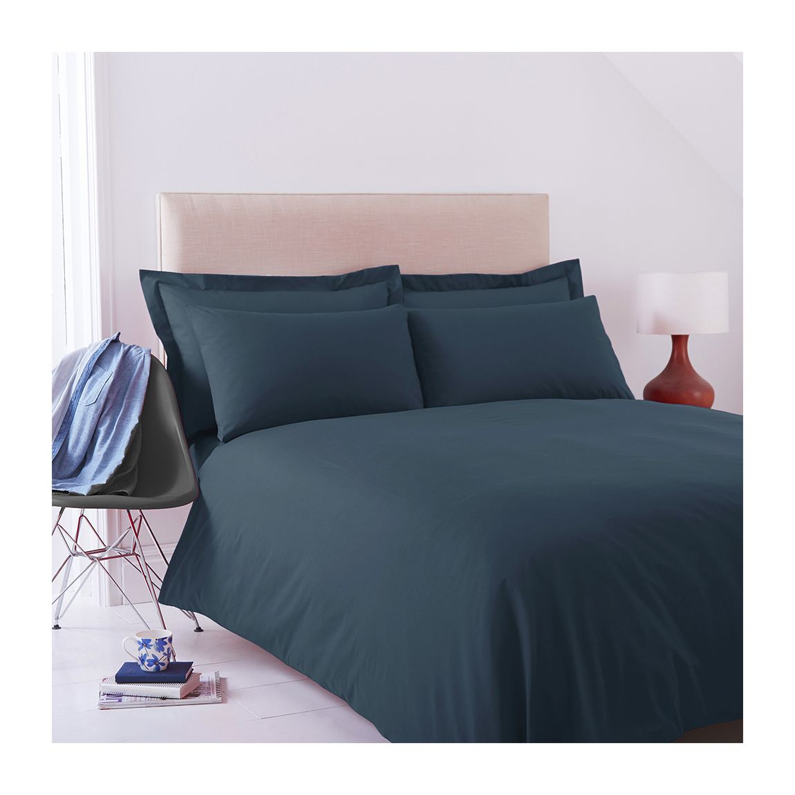 Poetry Plain Dye Single Navy Duvet Cover Set main product photo