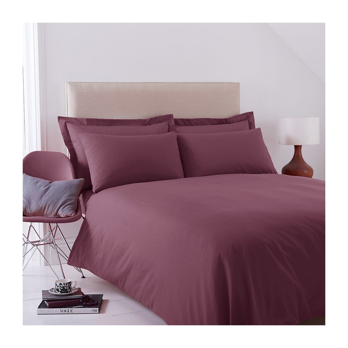 Poetry Plain Dye Single Aubergine Duvet Cover Set main product photo