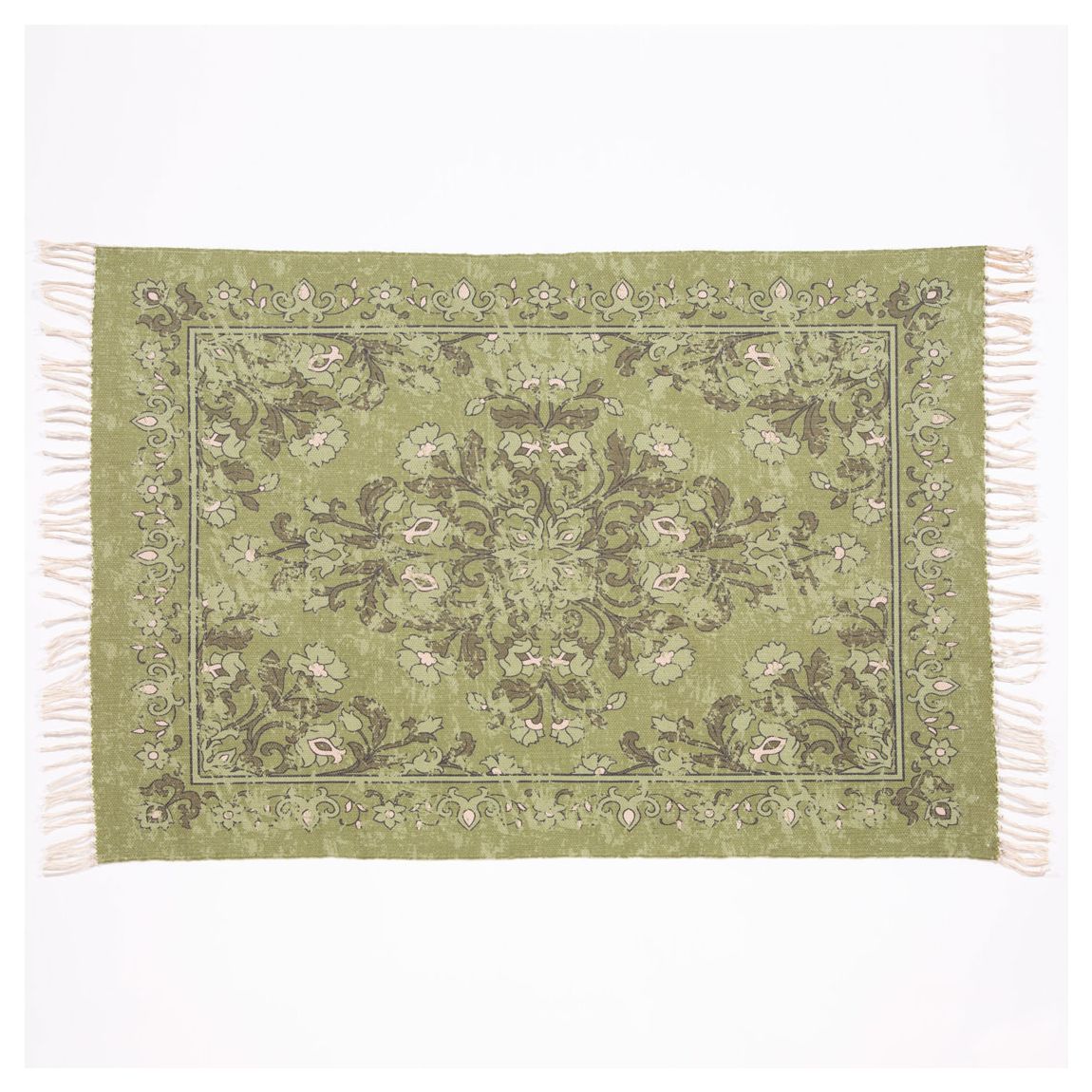 Kew 160x230cm Olive Antique Printed Rug with Tassel main product photo