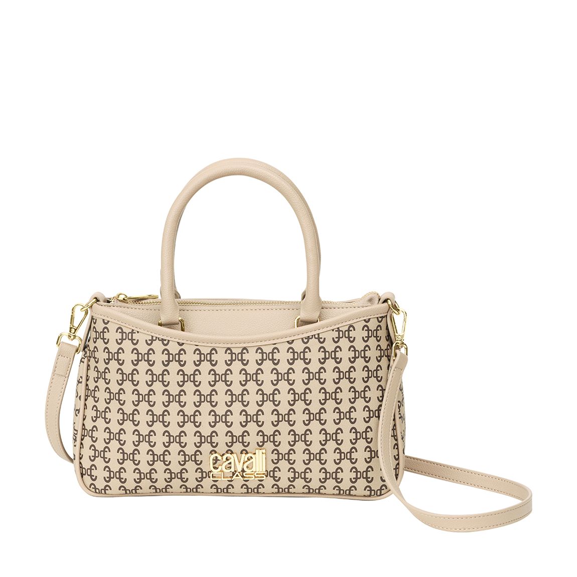 CAVALLI CLASS Top Handle, Handbag, MORETTA, Monogram & Beige Color main product photo