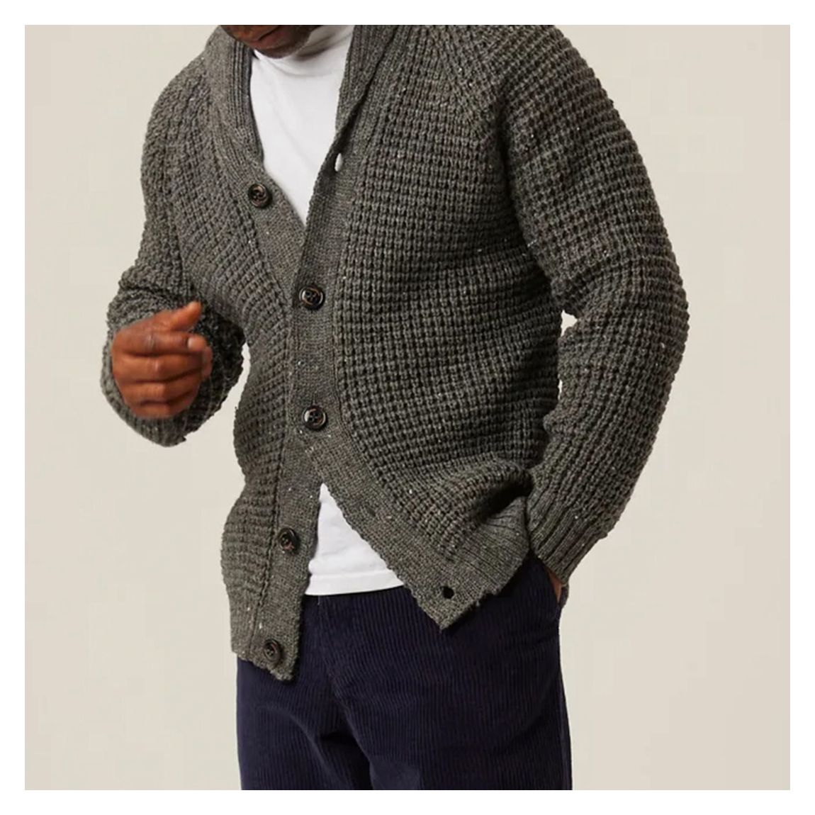 Slate Waffle Shawl Cardigan main product photo