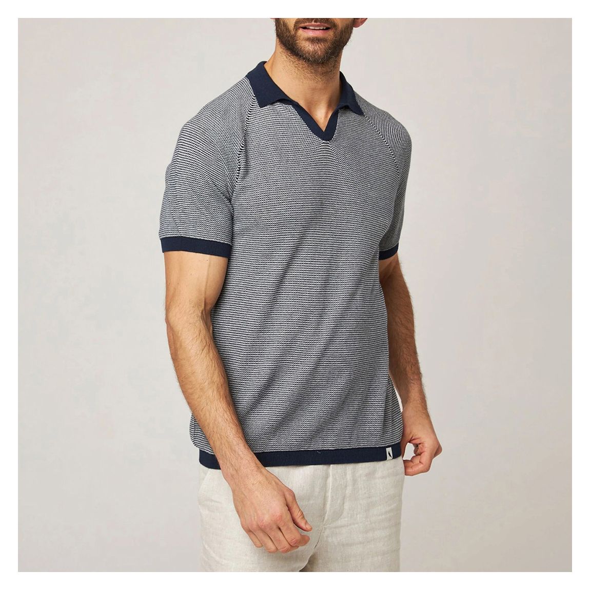 Navy/White Stripe Lynton Polo Shirt main product photo