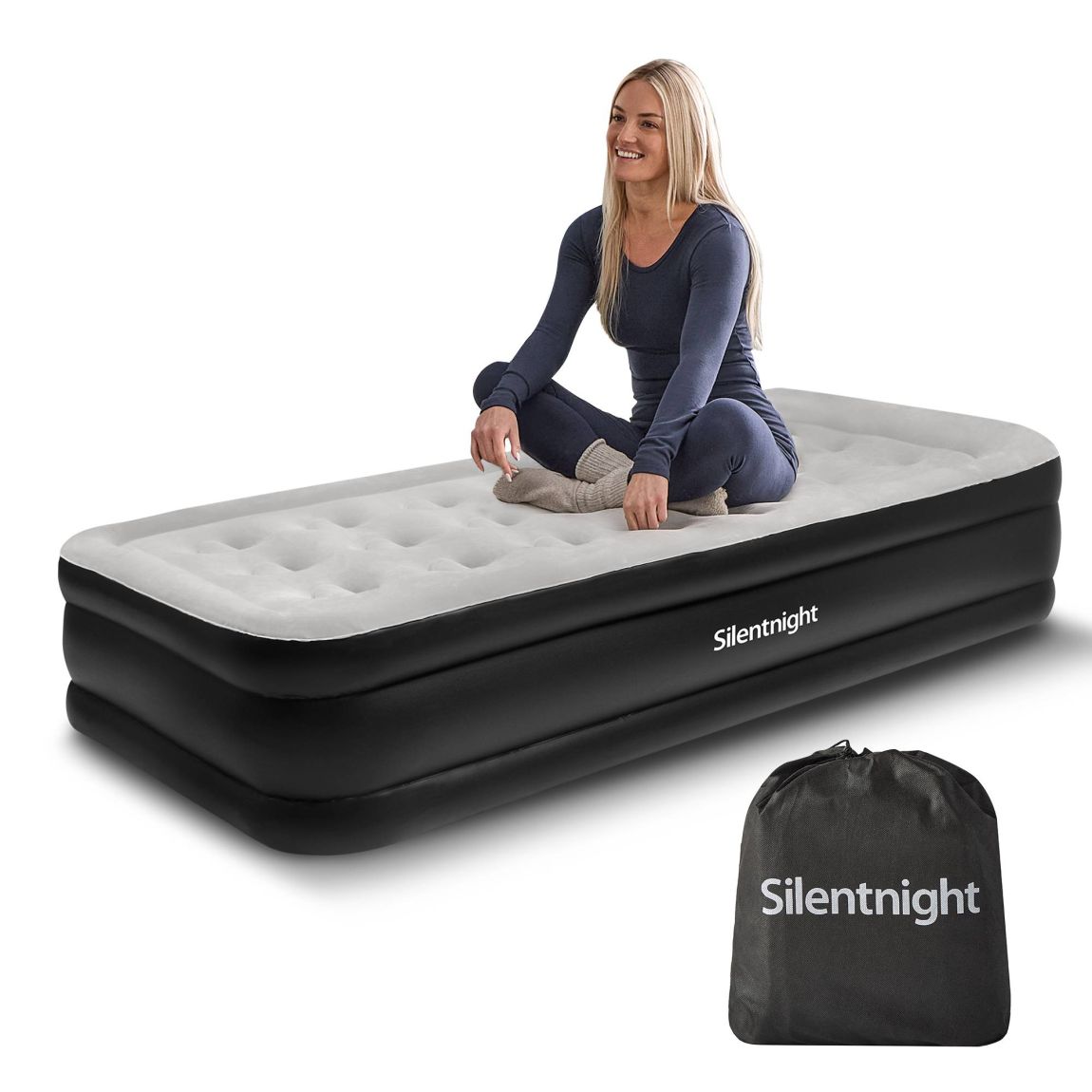Silentnight Deep Sleep Ultimate High-Rise Airbed - Black - Single main product photo