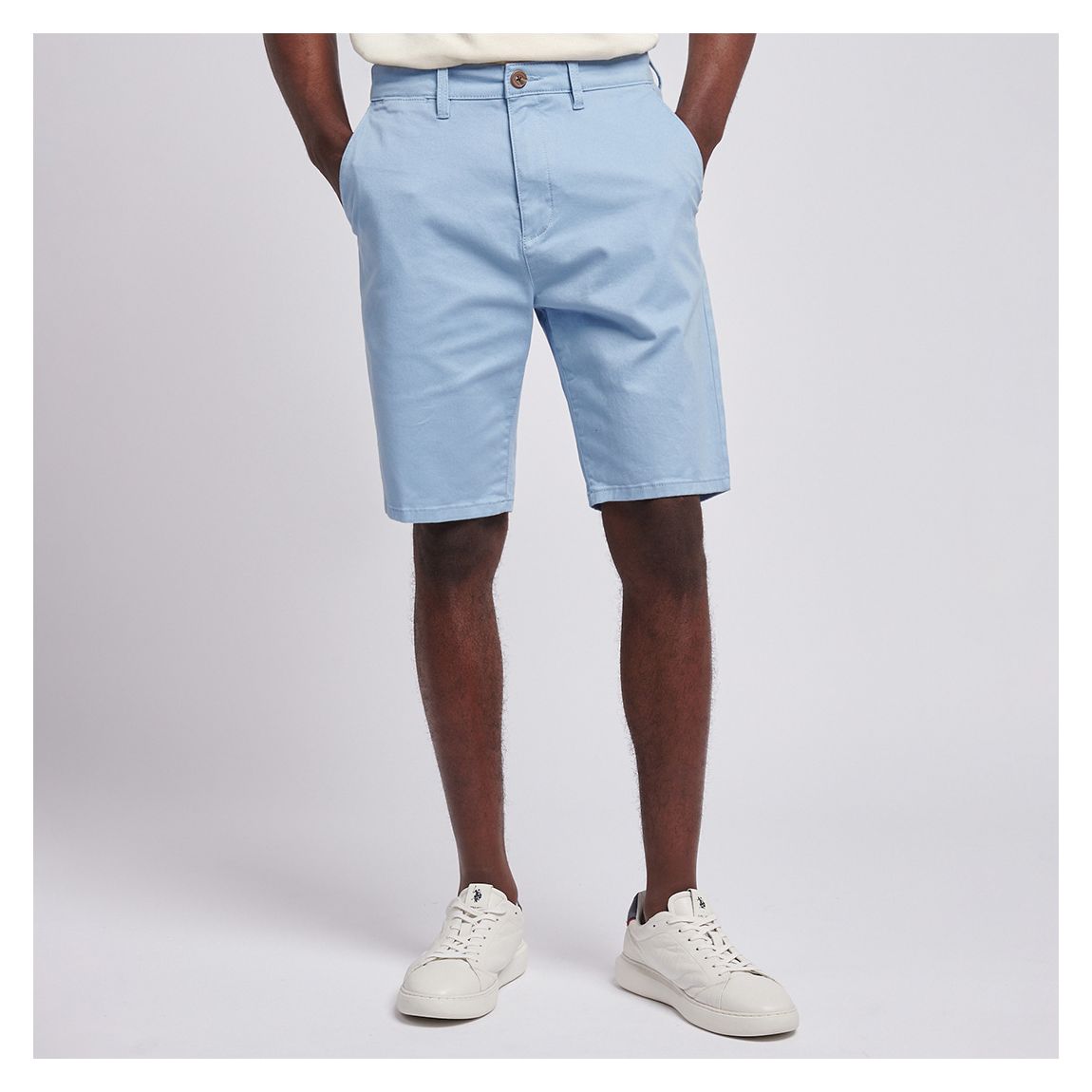 Light Blue Classic Cotton Blend Chino Shorts main product photo