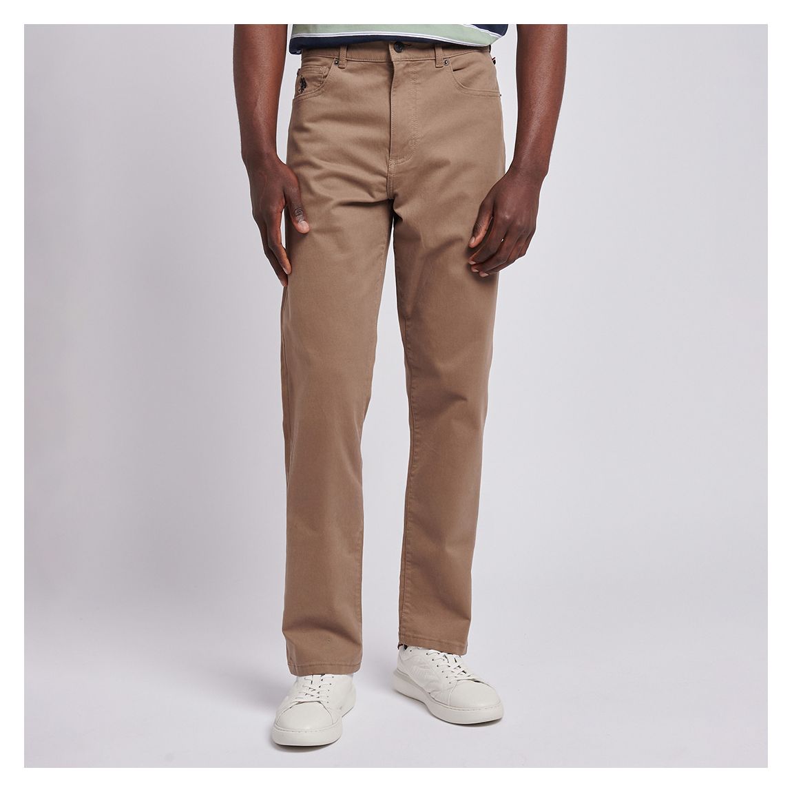 Beige 5 Pocket Cotton Blend Trouser main product photo