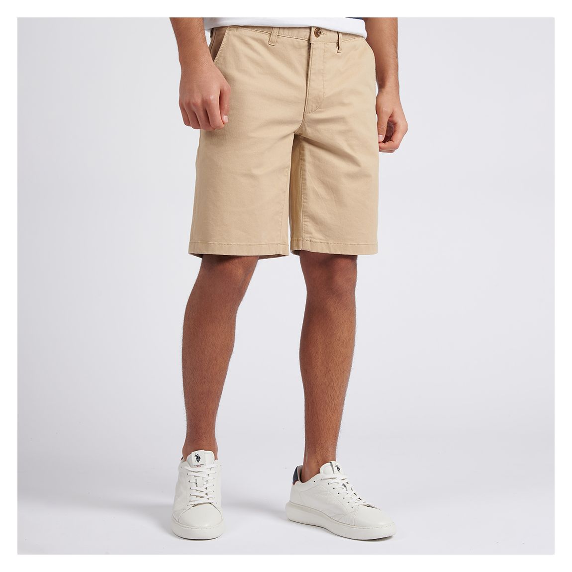 Beige Classic Cotton Blend Chino Shorts main product photo