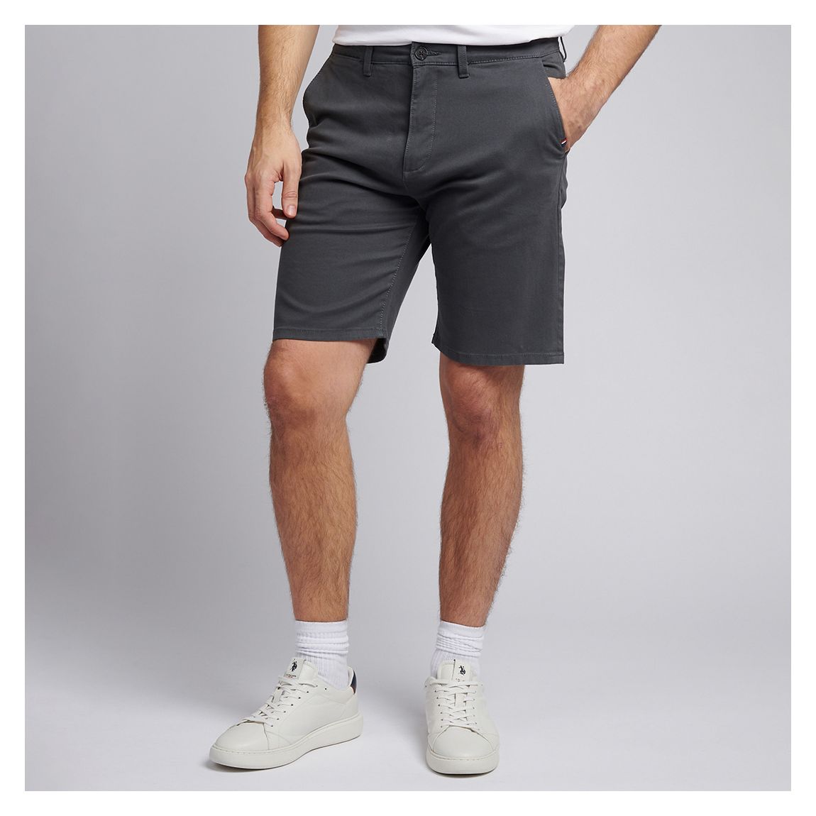 Charcoal Grey Classic Cotton Blend Chino Shorts main product photo