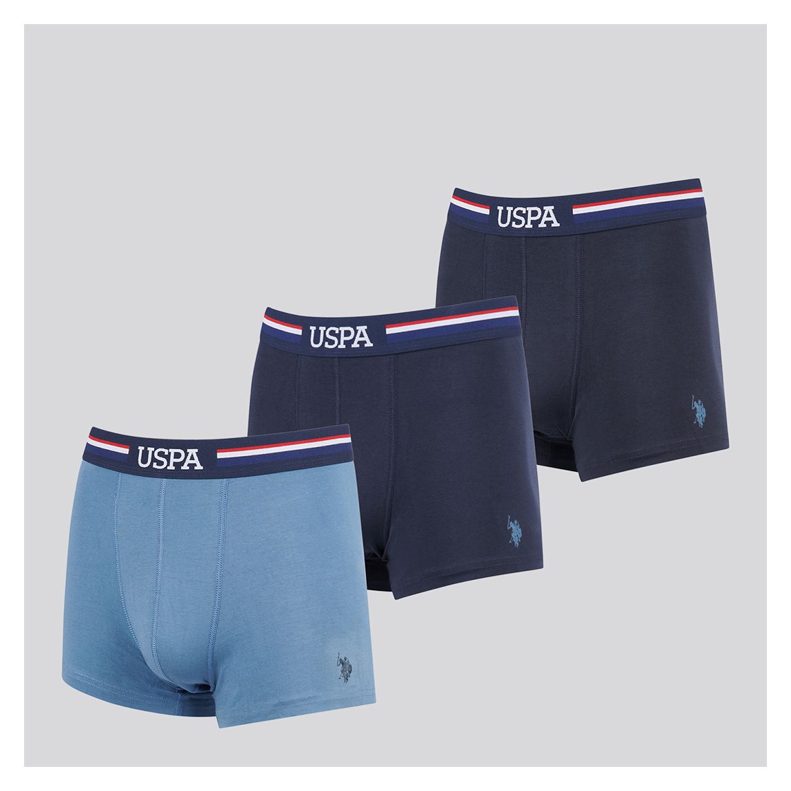 Blue 3-Pack Branded Stripe Boxers main product photo