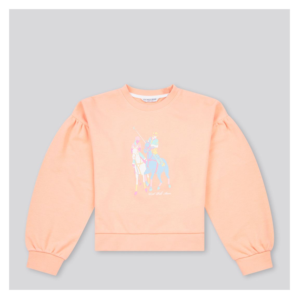 Girls Orange Double Horseman Puff Sleeve Sweatshirt main product photo