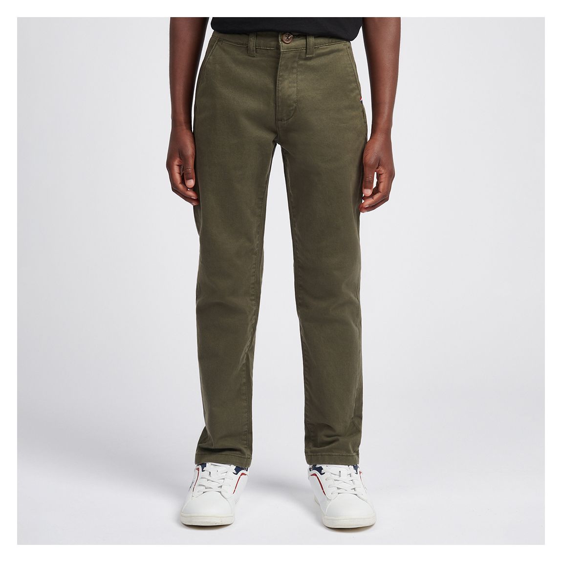 Boys Khaki Green Classic Cotton Blend Chino Trousers main product photo