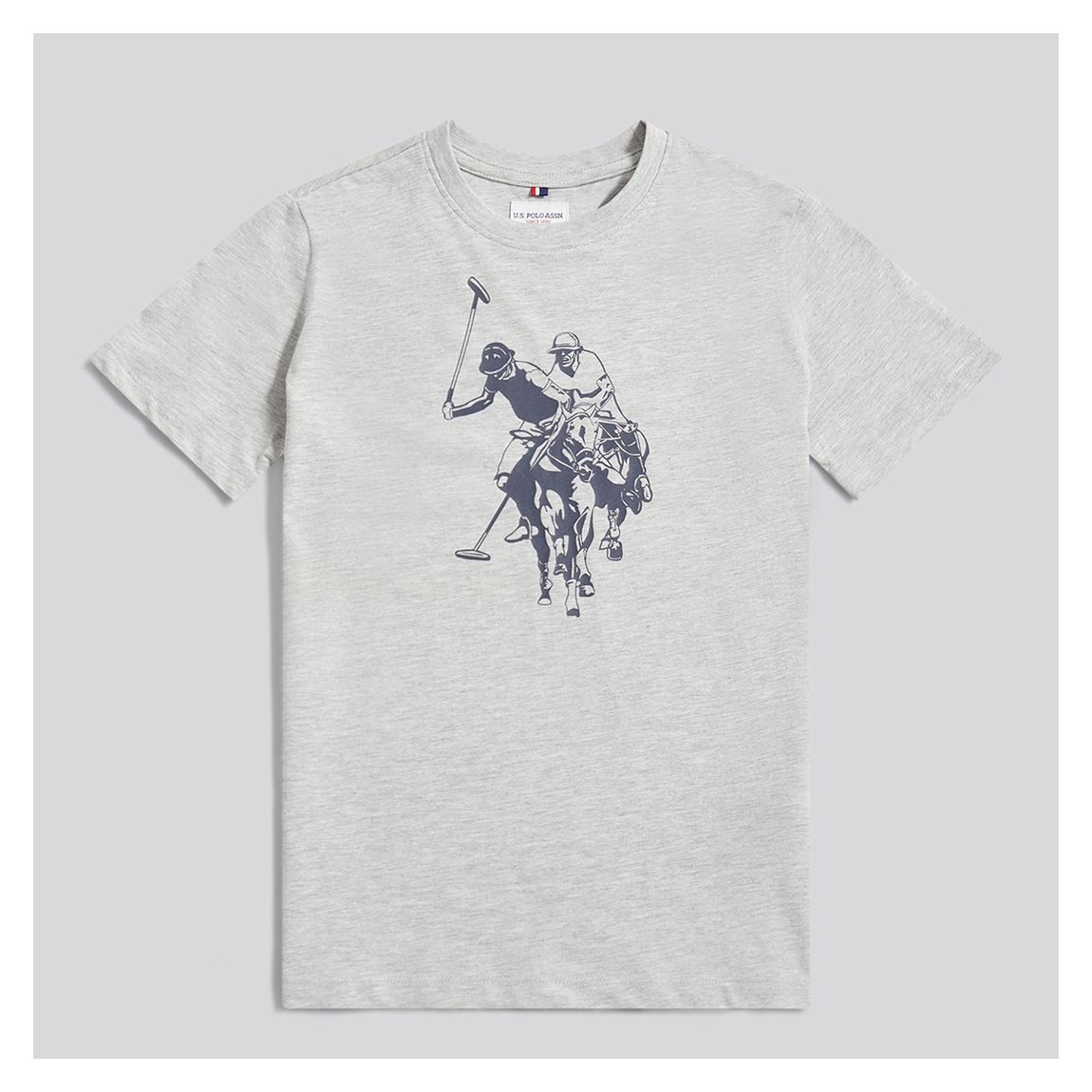 Boys Grey Double Horseman Graphic Cotton Blend T-Shirt main product photo
