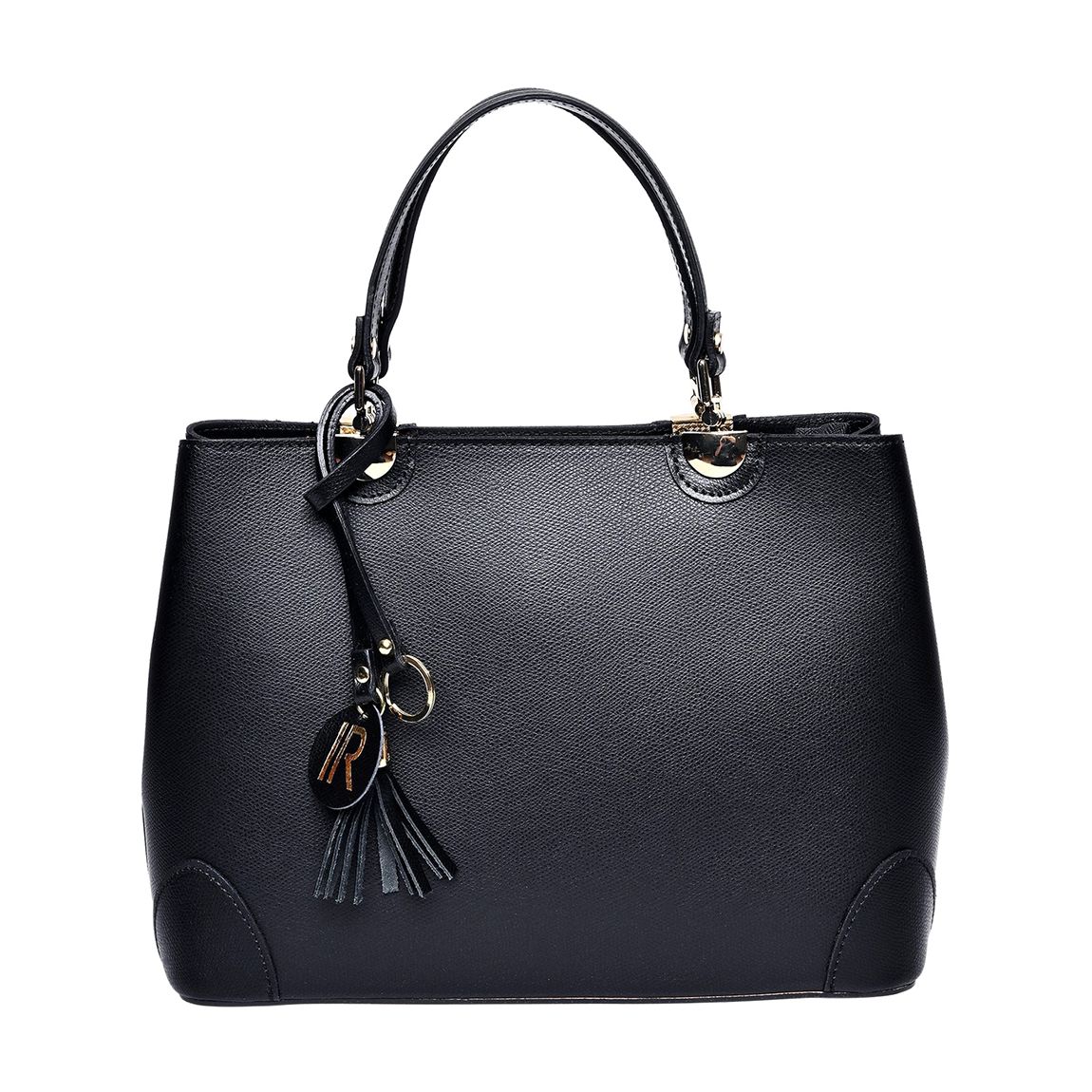 Black Italian Leather Top Handle Bag main product photo