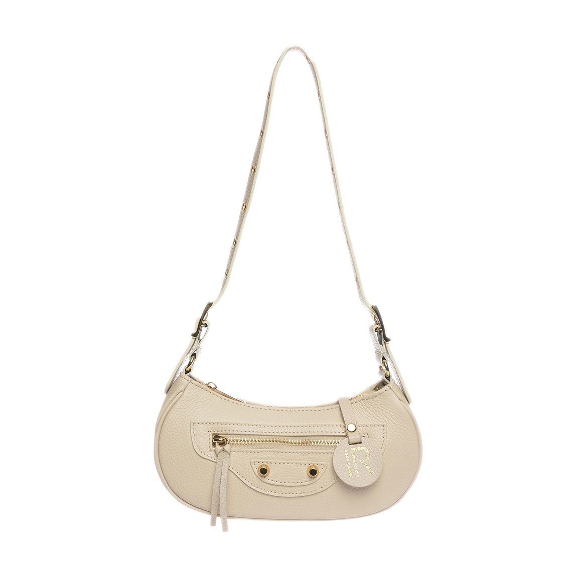 Beige Italian Leather Shoulder Bag main product photo