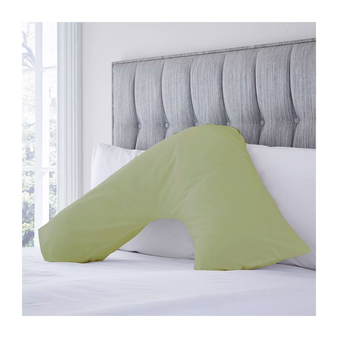 Charlotte Thomas Poetry Plain Dye V-Shape Ortho Pillowcase - Meadow main product photo