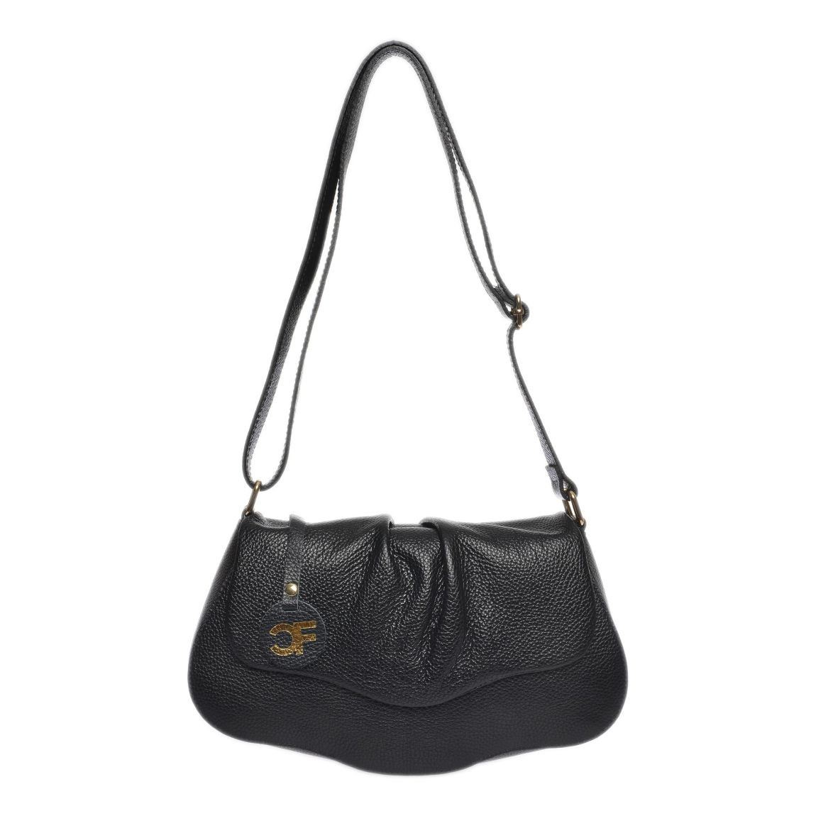 Black Italian Leather Crossbody Bag main product photo