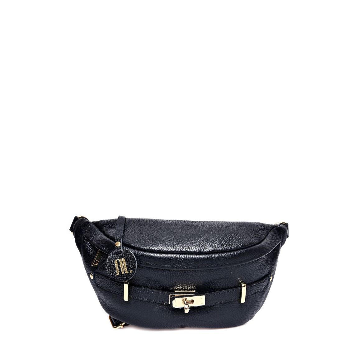 Black Italian Leather Crossbody Bag main product photo