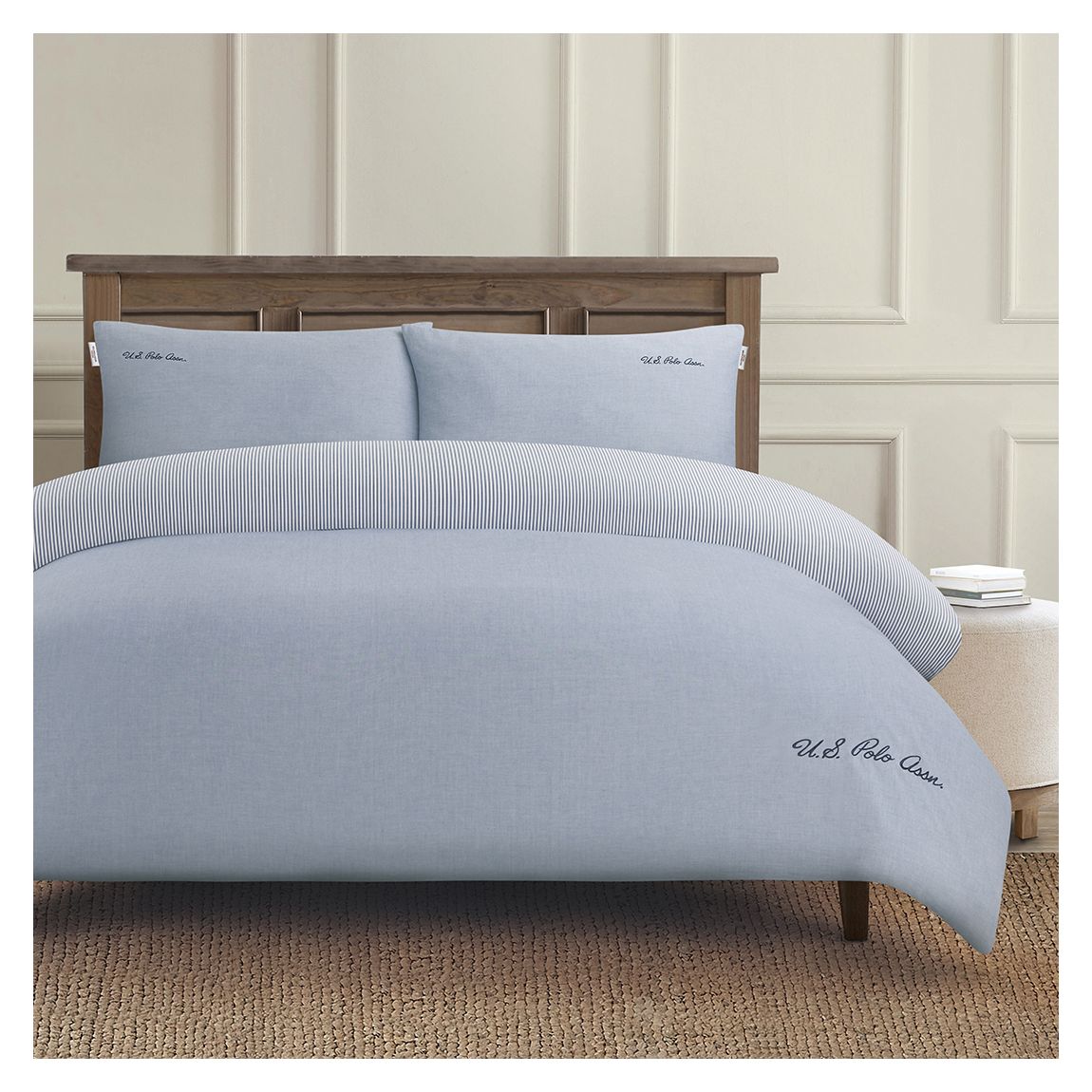 Pure Cotton Chambray Duvet Set, King, True Navy main product photo
