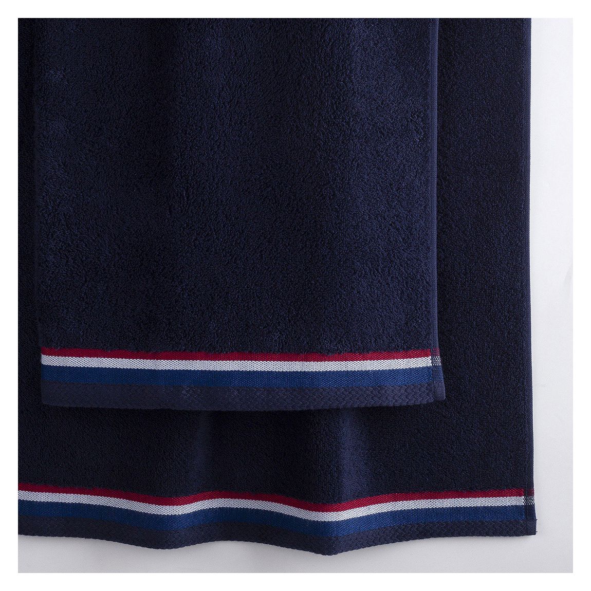 Pure Cotton Brand Stripe Towel, 2 Pack of Towels, Navy Iris main product photo