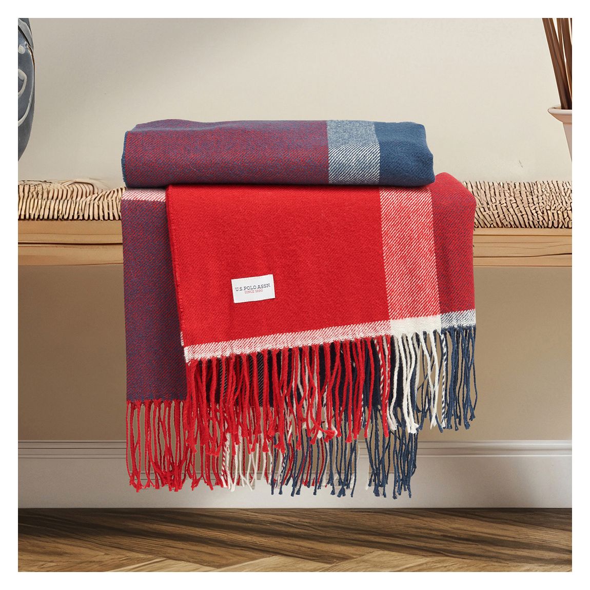 Luxurious Soft Check Throw, Navy Iris main product photo